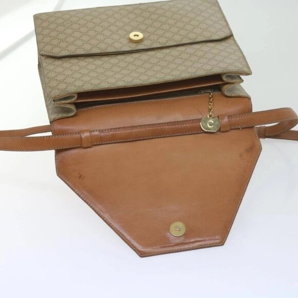 CELINE Macadam Canvas Shoulder Bag PVC Beige Brown Auth - Picture 9 of 16